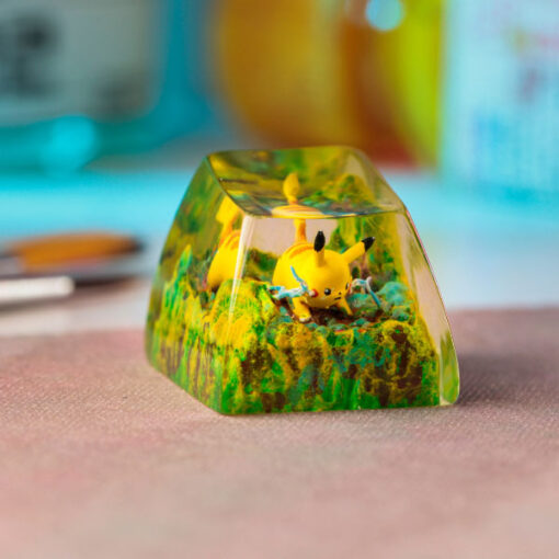 Pikachu Pokemon Keycaps Artisan,Pikachu Keycaps, Custom Resin Keycaps