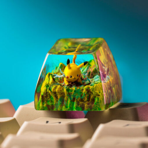 Pikachu Pokemon Keycaps Artisan,Pikachu Keycaps, Custom Resin Keycaps