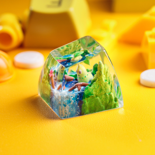 Chikorita Pokemon Keycaps Artisan Custom Resin Keycaps (4)