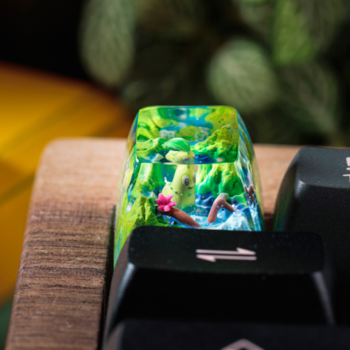 Chikorita Pokemon Keycaps Artisan Custom Resin Keycaps (5)