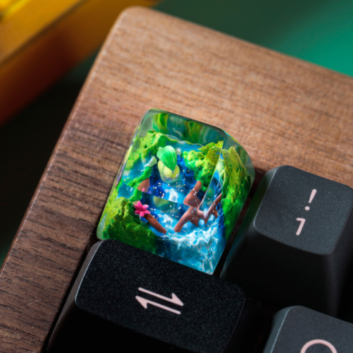 Chikorita Pokemon Keycaps Artisan Custom Resin Keycaps (6)