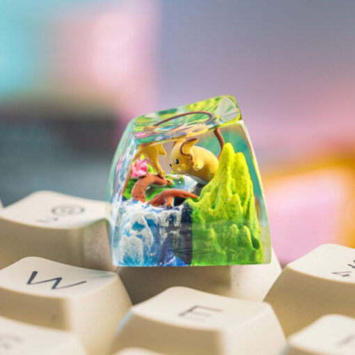 Raichu Pokemon Keycaps Artisan - Custom Resin Keycaps